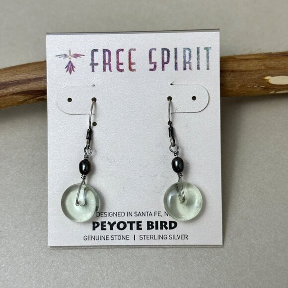 NWT Peyote Bird Free Spirit Sterling Silver Genuine Disk Stone Dangle Earrings - Picture 2 of 9